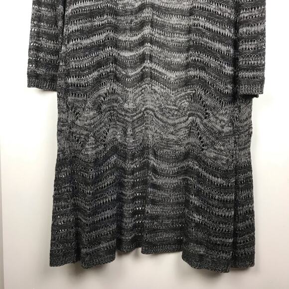 Soft Surroundings Long Line Cardigan Open Front Open Knit Gray Stripe Size Large - Picture 8 of 10